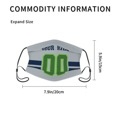 2-Pack Seattle Seahawks Face Covering Football Team Decorative Adult Face Mask With Filters PM 2.5 Gray