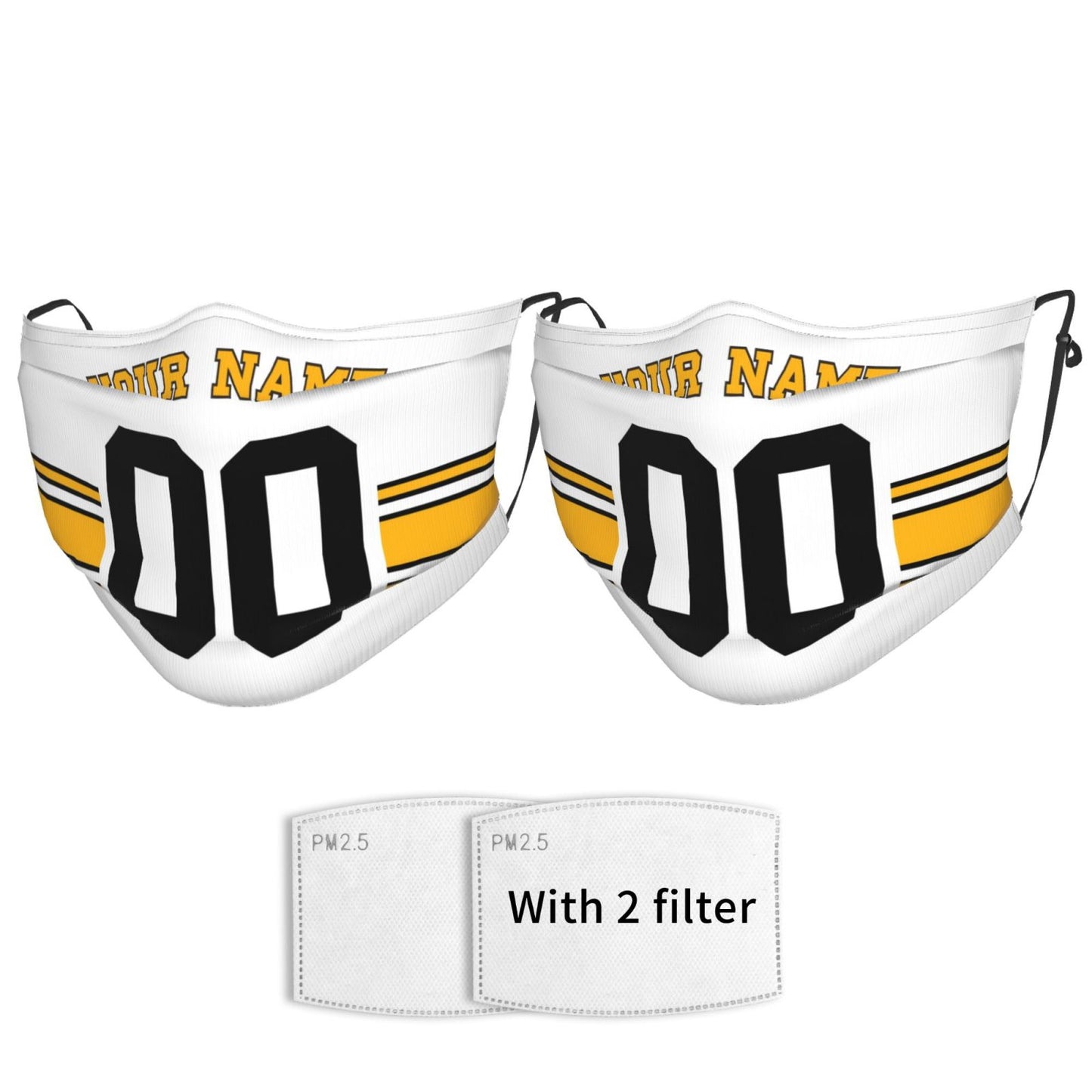 2-Pack Pittsburgh Steelers Face Covering Football Team Decorative Adult Face Mask With Filters PM 2.5 White
