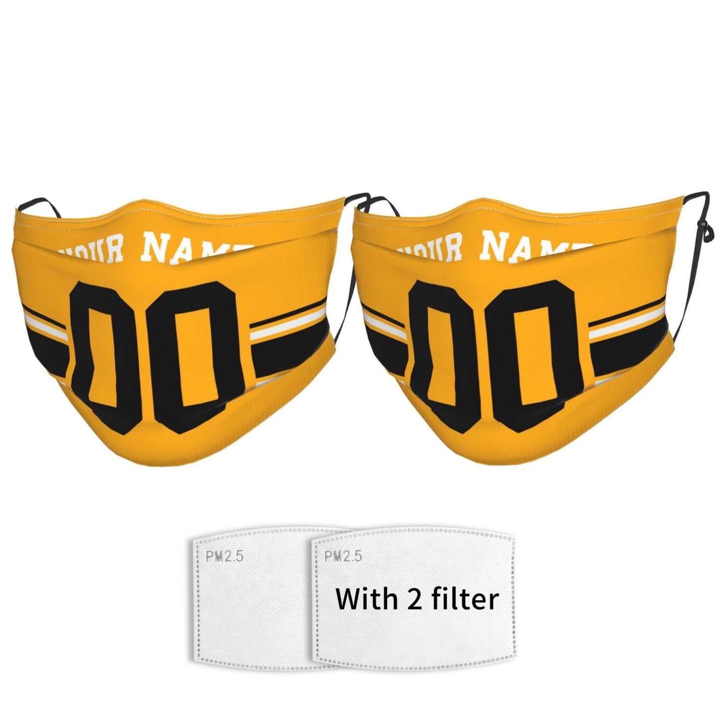 2-Pack Pittsburgh Steelers Face Covering Football Team Decorative Adult Face Mask With Filters PM 2.5 Gold