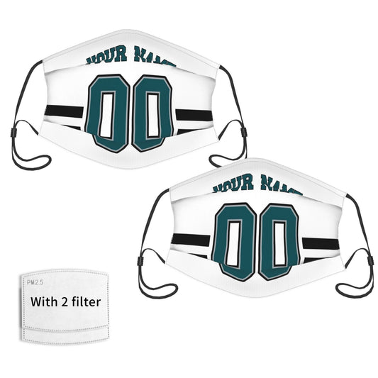2-Pack Philadelphia Eagles Face Covering Football Team Decorative Adult Face Mask With Filters PM 2.5 White