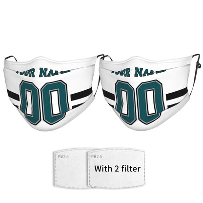 2-Pack Philadelphia Eagles Face Covering Football Team Decorative Adult Face Mask With Filters PM 2.5 White