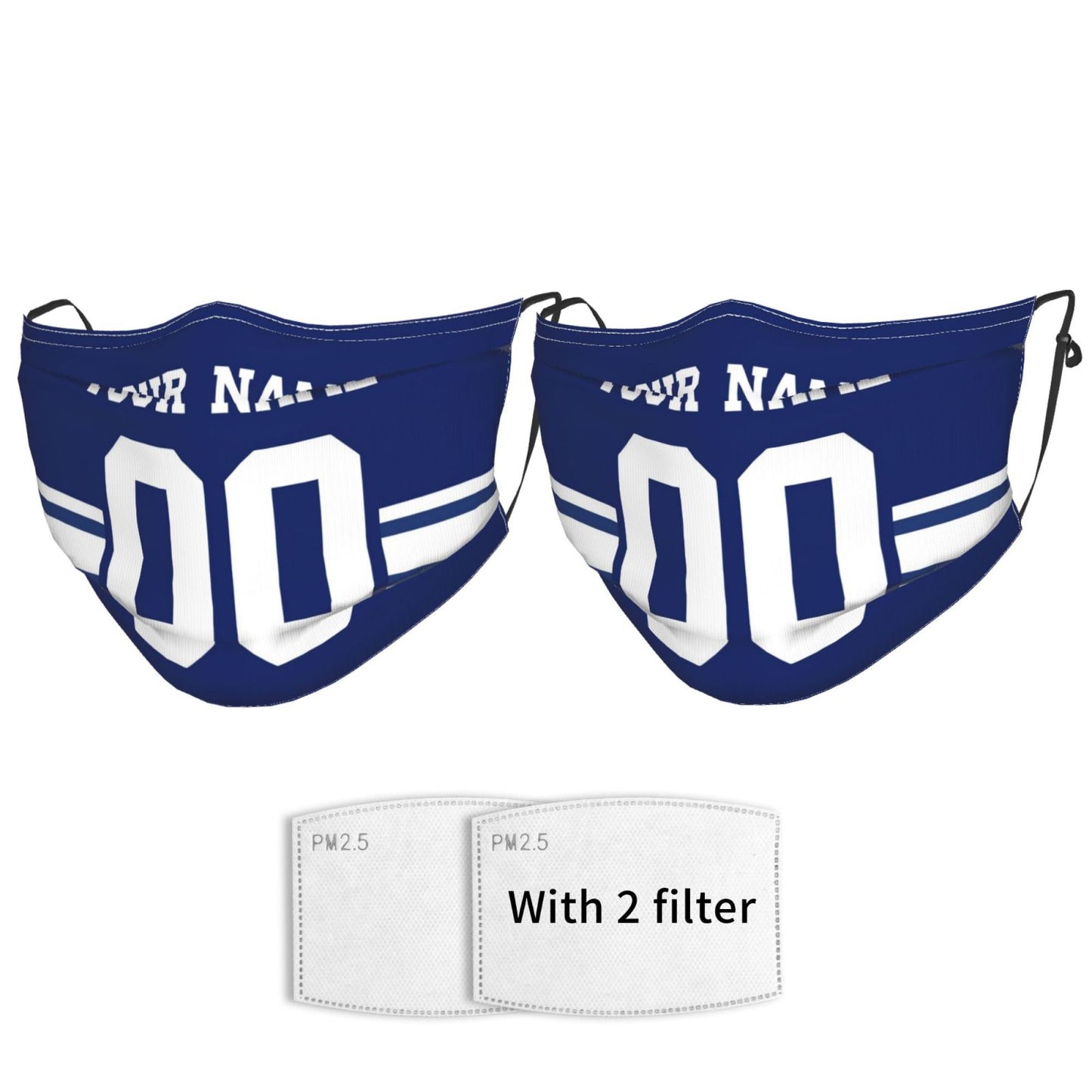 2-Pack New York Giants Face Covering Football Team Decorative Adult Face Mask With Filters PM 2.5 Royal