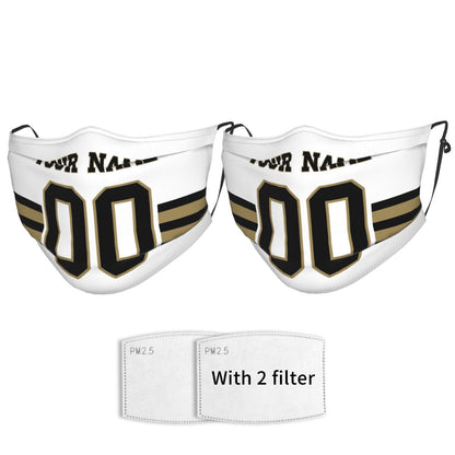 2-Pack New Orleans Saints Face Covering Football Team Decorative Adult Face Mask With Filters PM 2.5 White