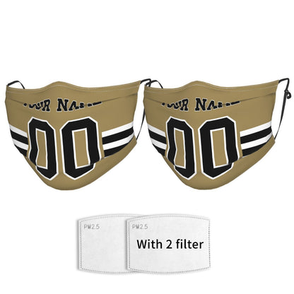 2-Pack New Orleans Saints Face Covering Football Team Decorative Adult Face Mask With Filters PM 2.5 Gold