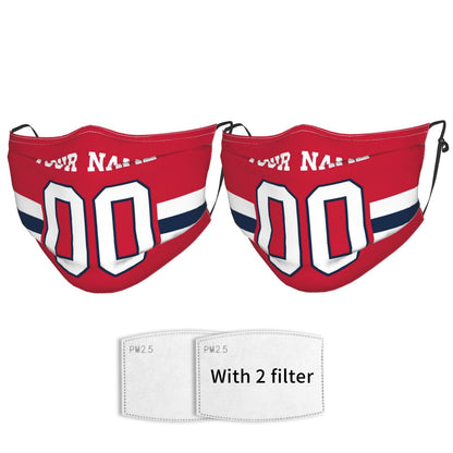 2-Pack New England Patriots Face Covering Football Team Decorative Adult Face Mask With Filters PM 2.5 Red