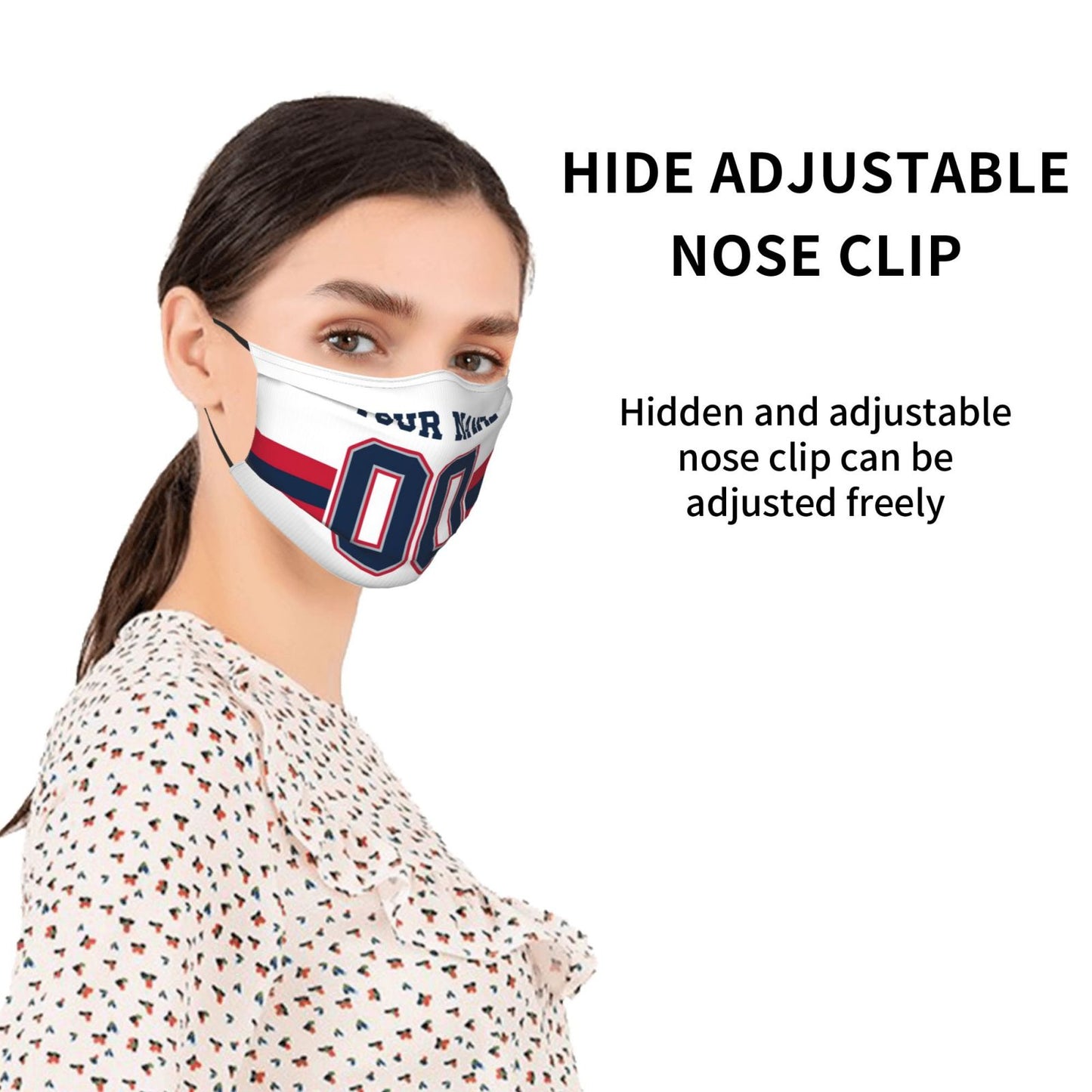 2-Pack New England Patriots Face Covering Football Team Decorative Adult Face Mask With Filters PM 2.5 White