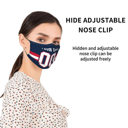 2-Pack New England Patriots Face Covering Football Team Decorative Adult Face Mask With Filters PM 2.5 Navy