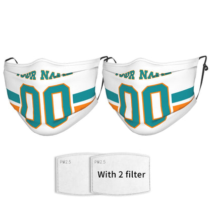 2-Pack Miami Dolphins Face Covering Football Team Decorative Adult Face Mask With Filters PM 2.5 White