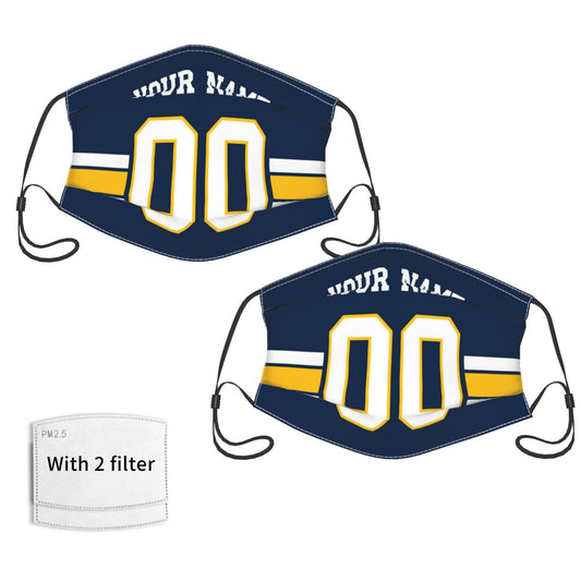 2-Pack Los Angeles Chargers Face Covering Football Team Decorative Adult Face Mask With Filters PM 2.5 Navy