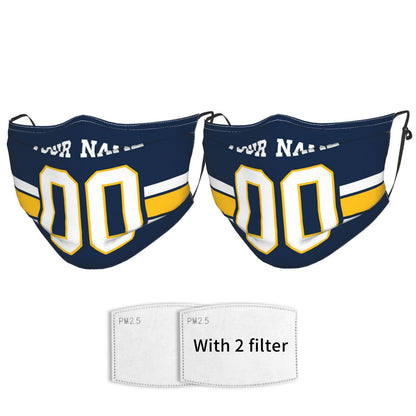 2-Pack Los Angeles Chargers Face Covering Football Team Decorative Adult Face Mask With Filters PM 2.5 Navy