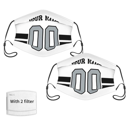 2-Pack Las Vegas Raiders Face Covering Football Team Decorative Adult Face Mask With Filters PM 2.5 White Silver