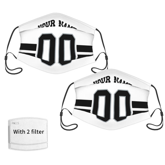 2-Pack Las Vegas Raiders Face Covering Football Team Decorative Adult Face Mask With Filters PM 2.5 White