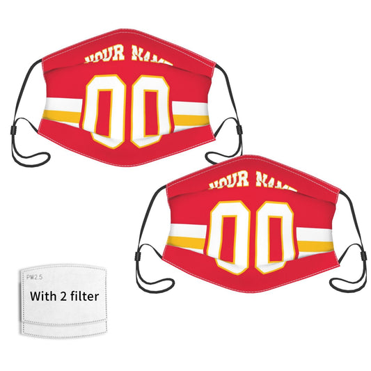 2-Pack Kansas City Chiefs Face Covering Football Team Decorative Adult Face Mask With Filters PM 2.5 Red