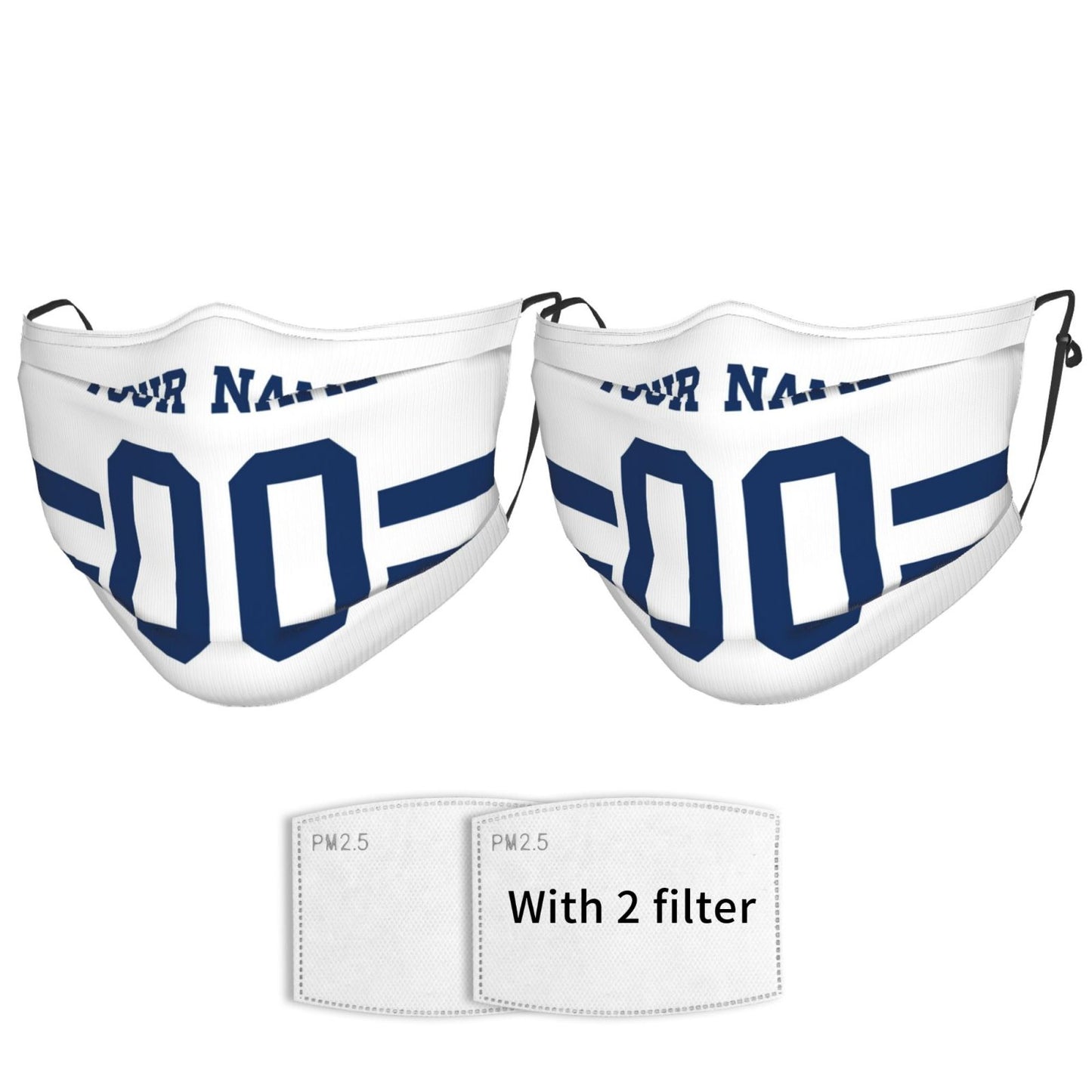 2-Pack Indianapolis Colts Face Covering Football Team Decorative Adult Face Mask With Filters PM 2.5 White
