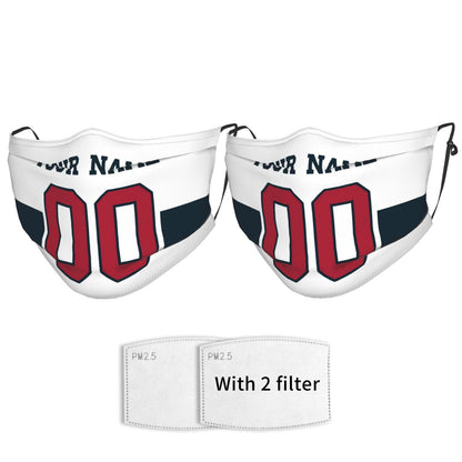 2-Pack Houston Texans Face Covering Football Team Decorative Adult Face Mask With Filters PM 2.5 White