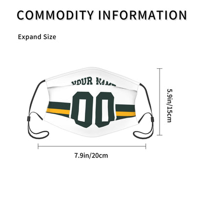 2-Pack Green Bay Packers Face Covering Football Team Decorative Adult Face Mask With Filters PM 2.5 White