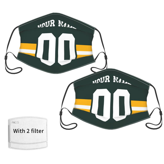 2-Pack Green Bay Packers Face Covering Football Team Decorative Adult Face Mask With Filters PM 2.5 Green
