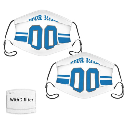 2-Pack Detroit Lions Face Covering Football Team Decorative Adult Face Mask With Filters PM 2.5 White
