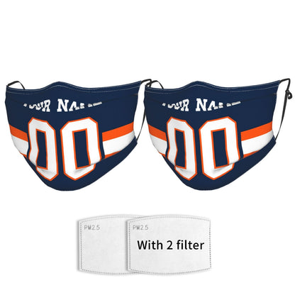 2-Pack Denver Broncos Face Covering Football Team Decorative Adult Face Mask With Filters PM 2.5 Navy