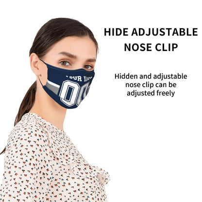 2-Pack Dallas Cowboys Face Covering Football Team Decorative Adult Face Mask With Filters PM 2.5 Navy