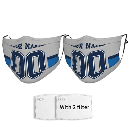 2-Pack Dallas Cowboys Face Covering Football Team Decorative Adult Face Mask With Filters PM 2.5 Grey