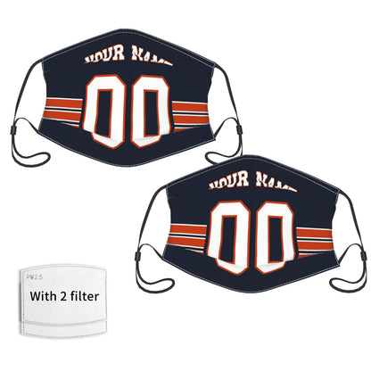 2-Pack Chicago Bears Face Covering Football Team Decorative Adult Face Mask With Filters PM 2.5 Navy