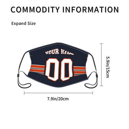 2-Pack Chicago Bears Face Covering Football Team Decorative Adult Face Mask With Filters PM 2.5 Navy