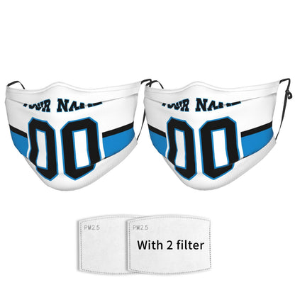 2-Pack Carolina Panthers Face Covering Football Team Decorative Adult Face Mask With Filters PM 2.5 White
