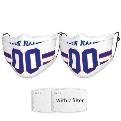 2-Pack Buffalo Bills Face Covering Football Team Decorative Adult Face Mask With Filters PM 2.5 White
