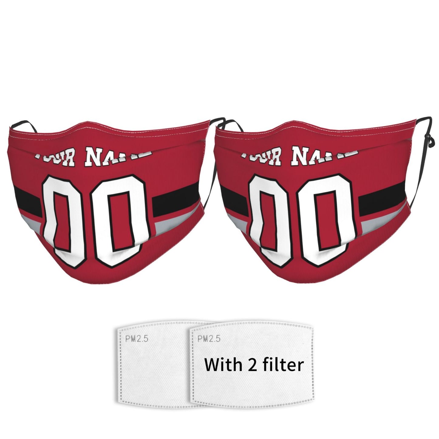 2-Pack Atlanta Falcons Face Covering Football Team Decorative Adult Face Mask With Filters PM 2.5 Red