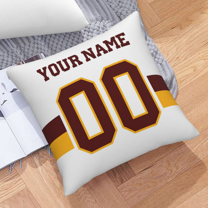 Custom White Washington Commanders Decorative Throw Pillow Case - Print Personalized Football Team Fans Name & Number Birthday Gift