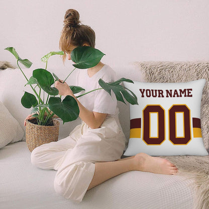 Custom White Washington Commanders Decorative Throw Pillow Case - Print Personalized Football Team Fans Name & Number Birthday Gift