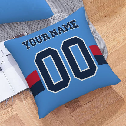 Custom Light Blue Tennessee Titans Decorative Throw Pillow Case - Print Personalized Football Team Fans Name & Number Birthday Gift