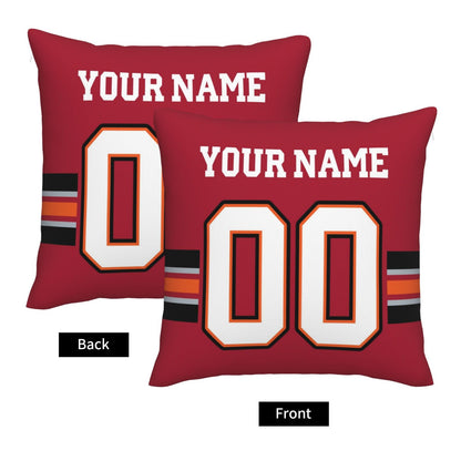 Custom Red Tampa Bay Buccaneers Decorative Throw Pillow Case - Print Personalized Football Team Fans Name & Number Birthday Gift