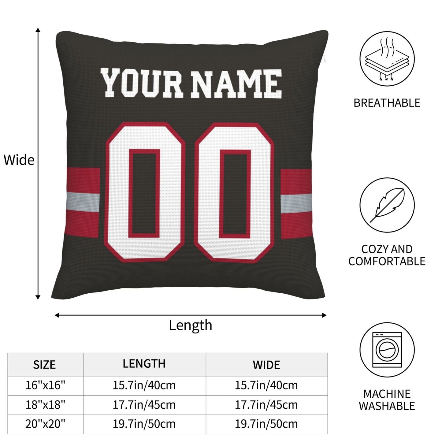 Custom Pewter Tampa Bay Buccaneers Decorative Throw Pillow Case - Print Personalized Football Team Fans Name & Number Birthday Gift