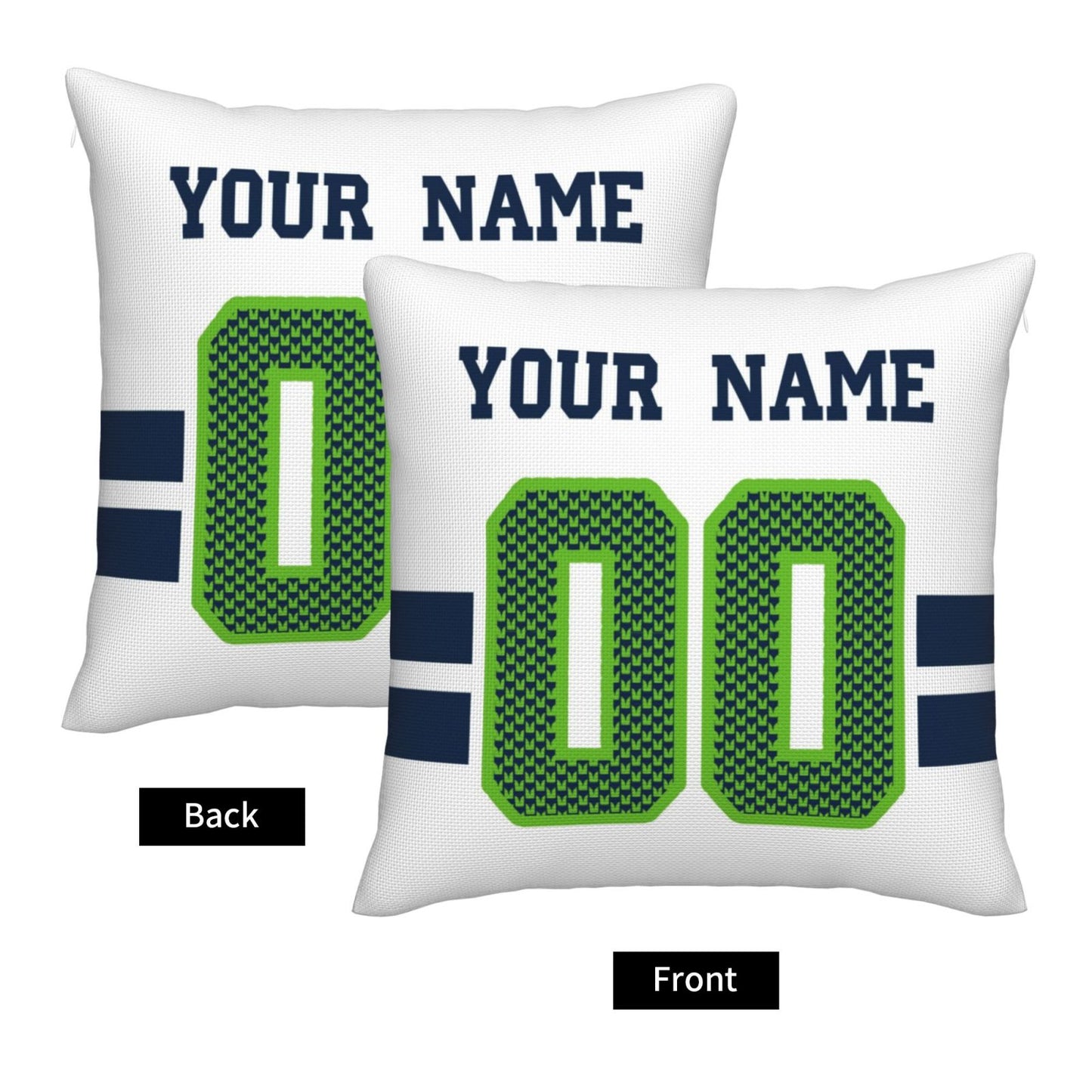 Custom White Seattle Seahawks Decorative Throw Pillow Case - Print Personalized Football Team Fans Name & Number Birthday Gift