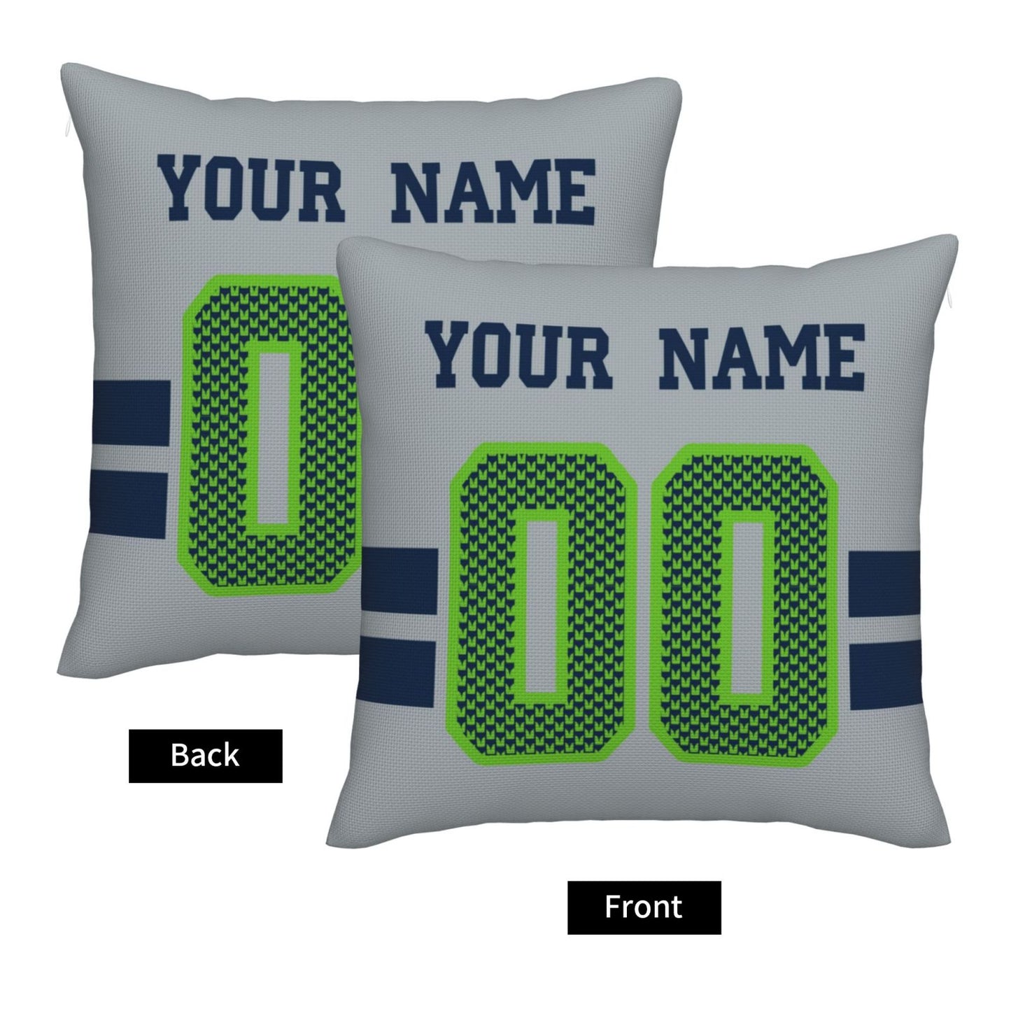 Custom Gray Seattle Seahawks Decorative Throw Pillow Case - Print Personalized Football Team Fans Name & Number Birthday Gift