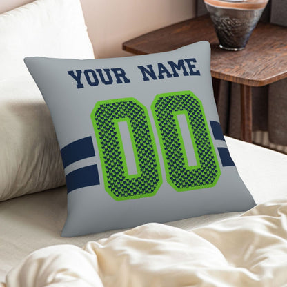 Custom Gray Seattle Seahawks Decorative Throw Pillow Case - Print Personalized Football Team Fans Name & Number Birthday Gift