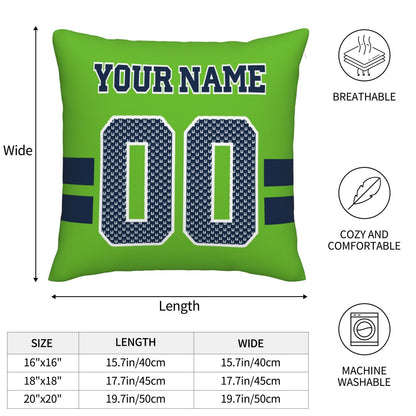 Custom Green Seattle Seahawks Decorative Throw Pillow Case - Print Personalized Football Team Fans Name & Number Birthday Gift