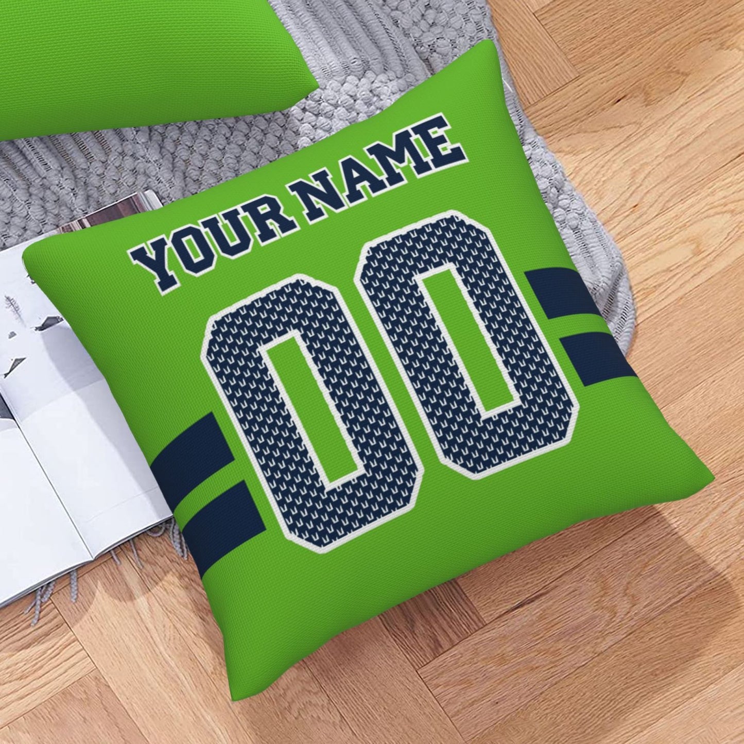 Custom Green Seattle Seahawks Decorative Throw Pillow Case - Print Personalized Football Team Fans Name & Number Birthday Gift
