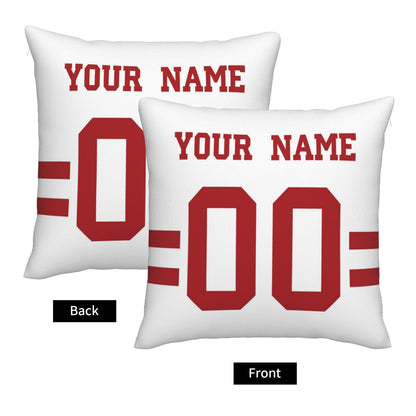 Custom White San Francisco 49ers Decorative Throw Pillow Case - Print Personalized Football Team Fans Name & Number Birthday Gift