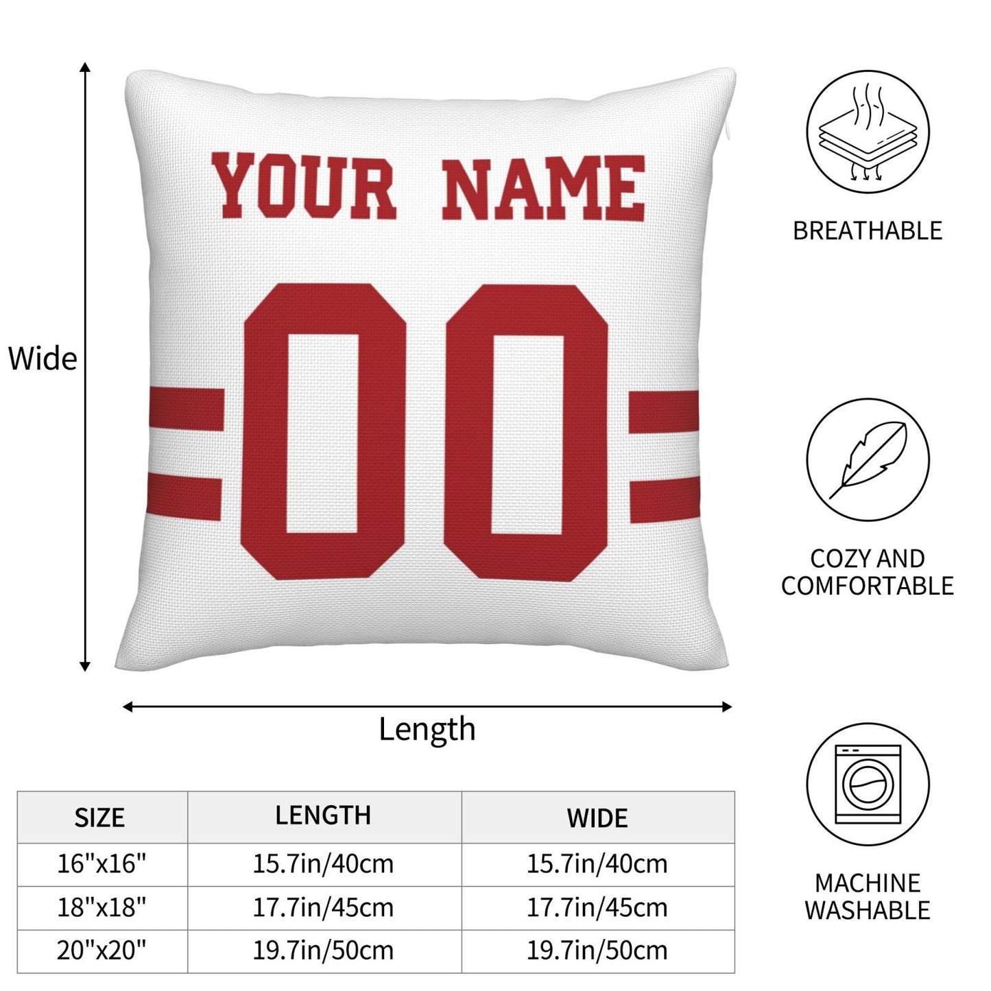 Custom Football Game San Francisco 49ers Decorative Throw Pillow Case Print Personalized Football Style Fans Name & Number Birthday Gift White