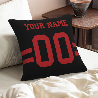 Custom Black San Francisco 49ers Decorative Throw Pillow Case - Print Personalized Football Team Fans Name & Number Birthday Gift