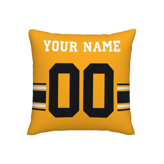 Custom Gold Pittsburgh Steelers Decorative Throw Pillow Case - Print Personalized Football Team Fans Name & Number Birthday Gift