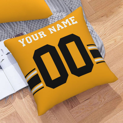 Custom Gold Pittsburgh Steelers Decorative Throw Pillow Case - Print Personalized Football Team Fans Name & Number Birthday Gift