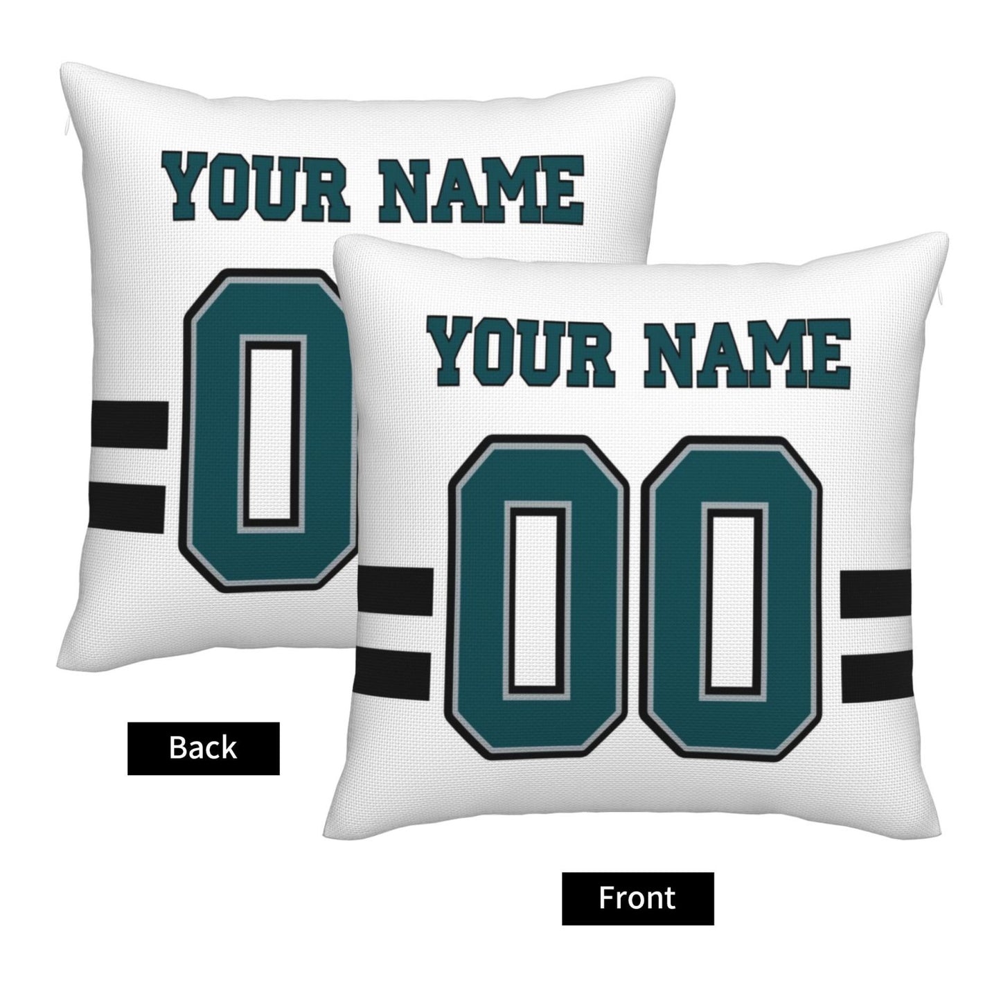 Custom White Philadelphia Eagles Decorative Throw Pillow Case - Print Personalized Football Team Fans Name & Number Birthday Gift