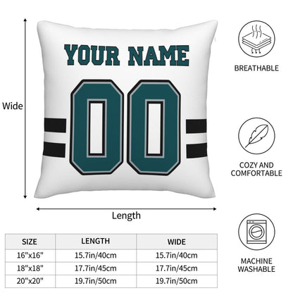 Custom White Philadelphia Eagles Decorative Throw Pillow Case - Print Personalized Football Team Fans Name & Number Birthday Gift