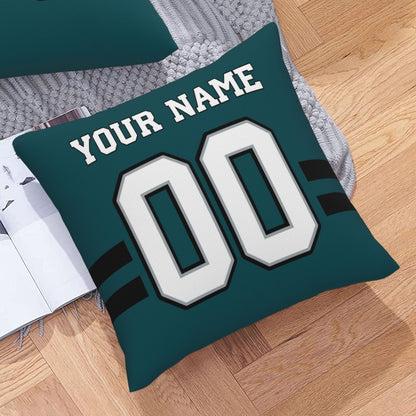 Custom Green Philadelphia Eagles Decorative Throw Pillow Case - Print Personalized Football Team Fans Name & Number Birthday Gift
