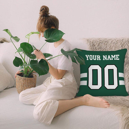 Custom Green New York Jets Decorative Throw Pillow Case - Print Personalized Football Team Fans Name & Number Birthday Gift