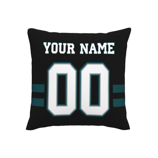 Custom Black Philadelphia Eagles Decorative Throw Pillow Case - Print Personalized Football Team Fans Name & Number Birthday Gift